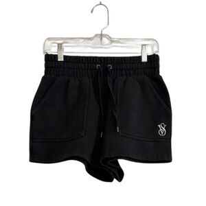 Victoria's Secret Black Drawstring Logo Athletic Shorts